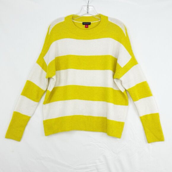 Vince Camuto Sweaters - Vince Camuto Yellow White Stripe Knit Sweater Long Sleeve Womens XS